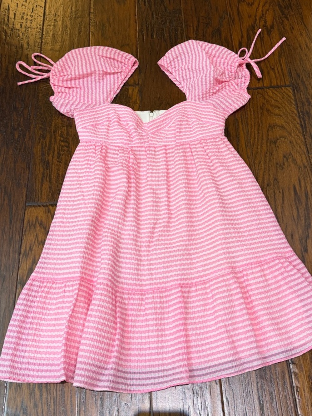 Amanda Uprichard Pink Striped Tie-Shoulder Dress, size XS